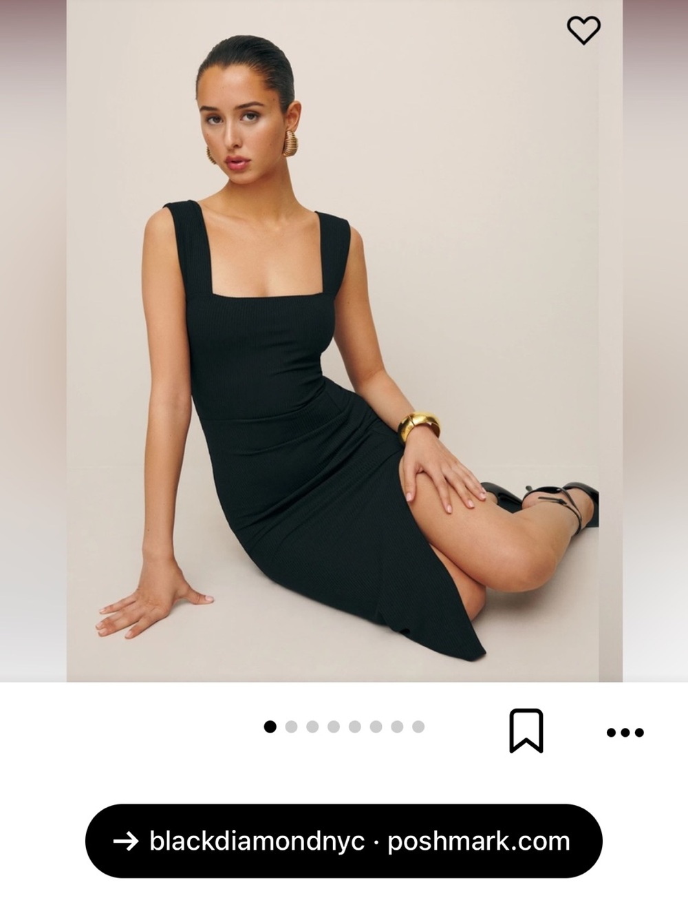 Reformation black midi dress with slit